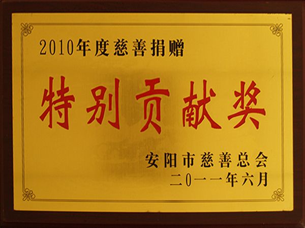 2010年度慈善捐赠特别贡献奖